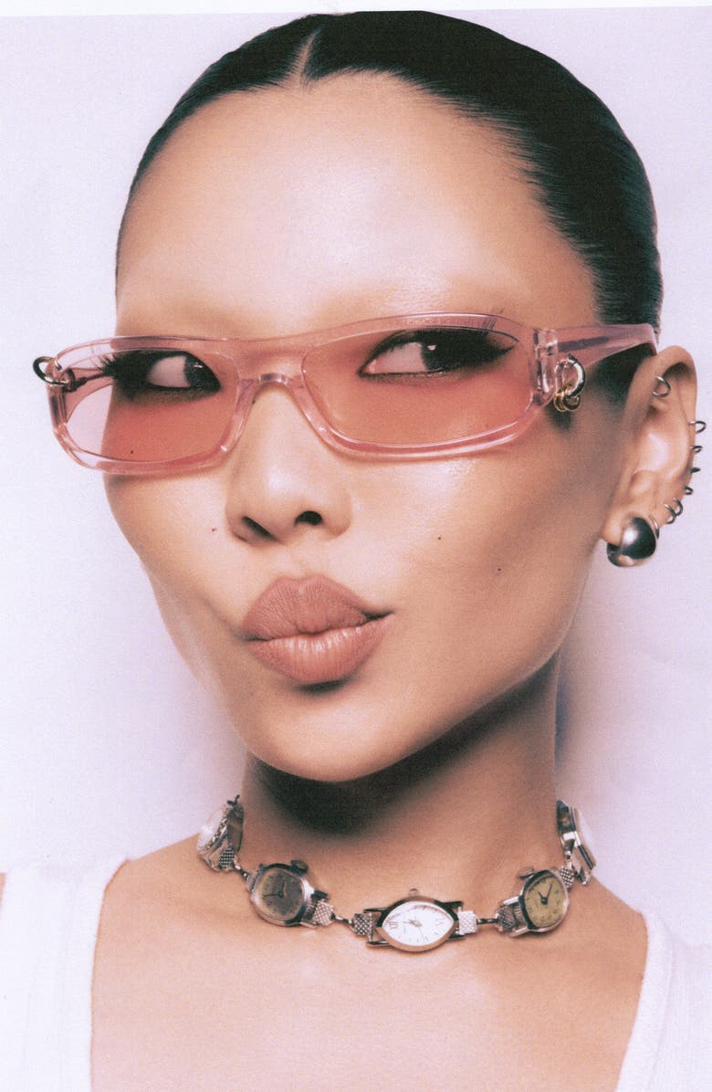 DEZI Chula 60mm Wrap Sunglasses, Alternate, color, Crystal Pink/ Blush