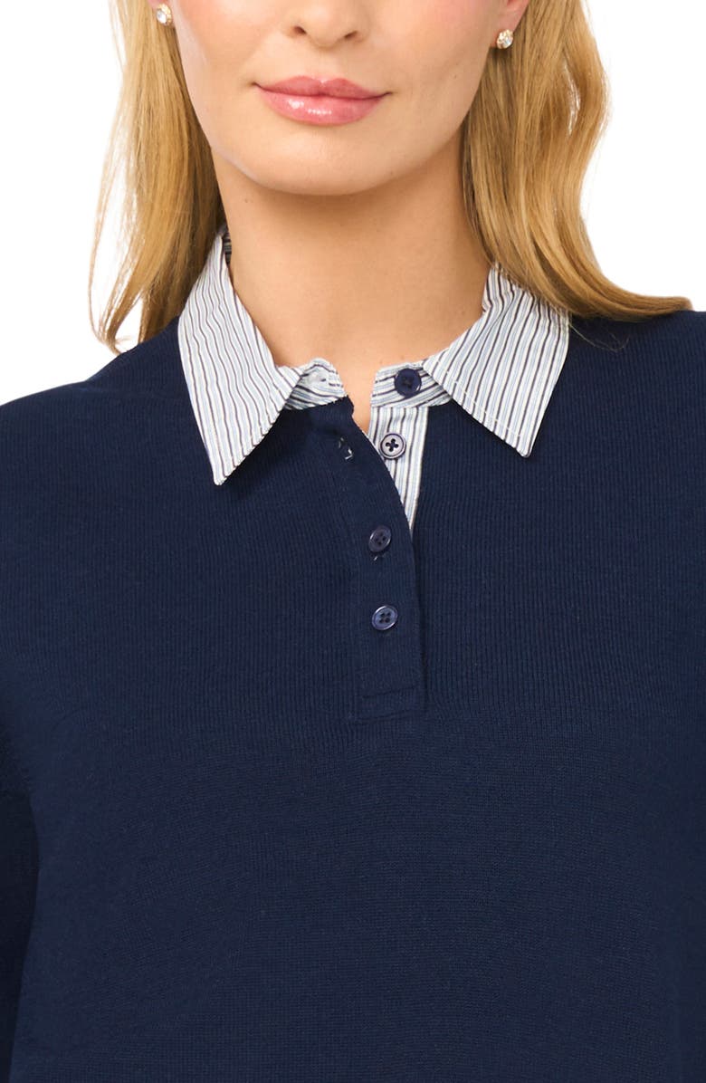 Halogen<sup>®</sup> Mixed Media Henley, Alternate, color, Classic Navy