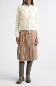 Moncler Cotton & Nylon Quilt Front Cardigan