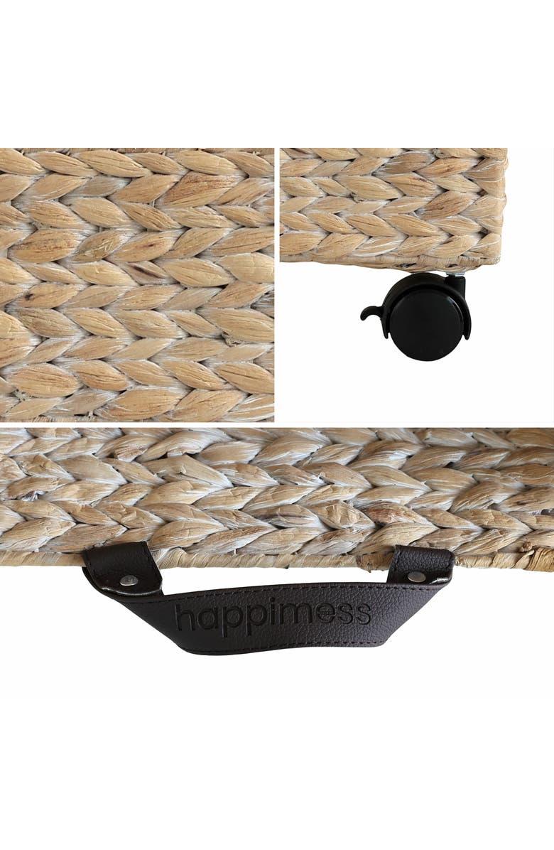 HAPPIMESS Adaline 18.11" Classic Farmhouse Handwoven Hyacinth Rectangular Underbed Storage Bin with Wheels and Handles, Alternate, color, White Wash