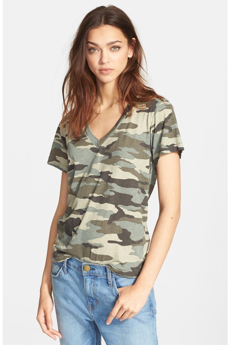 'The V-Neck' Camo Print Tee, Main, color, ARMY GREEN CAMO