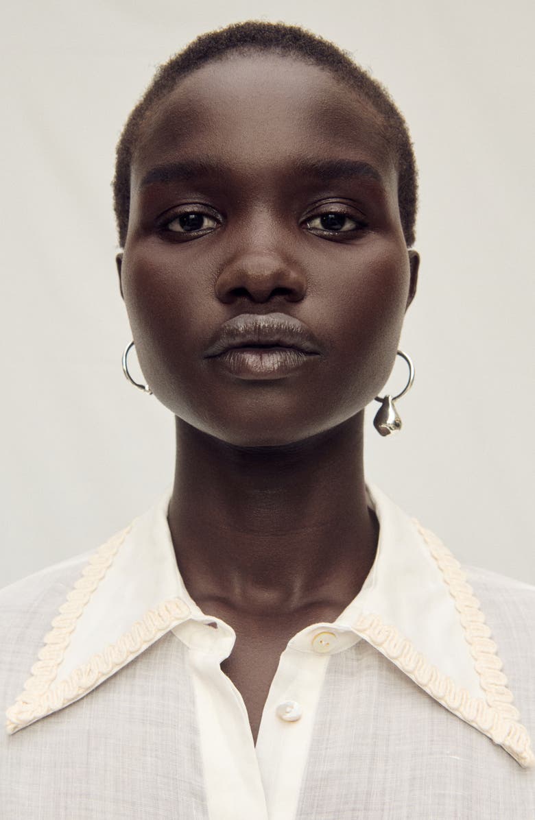 MANGO Embroidered Pocket Long Sleeve Woven Shirt, Alternate, color, 