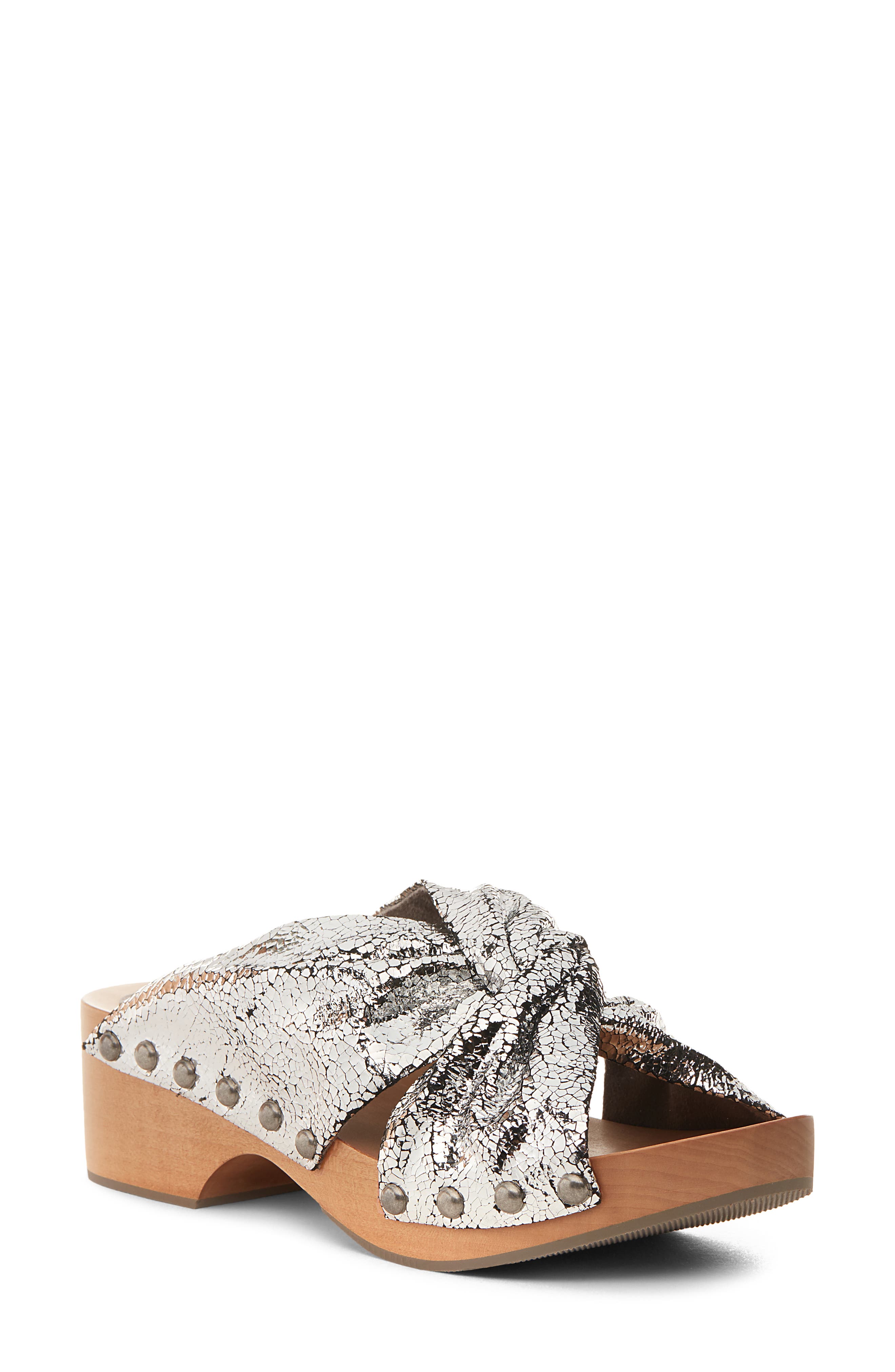 Sprinter Slide Sandal, Main, color, SILVER METALLIC LEATHER