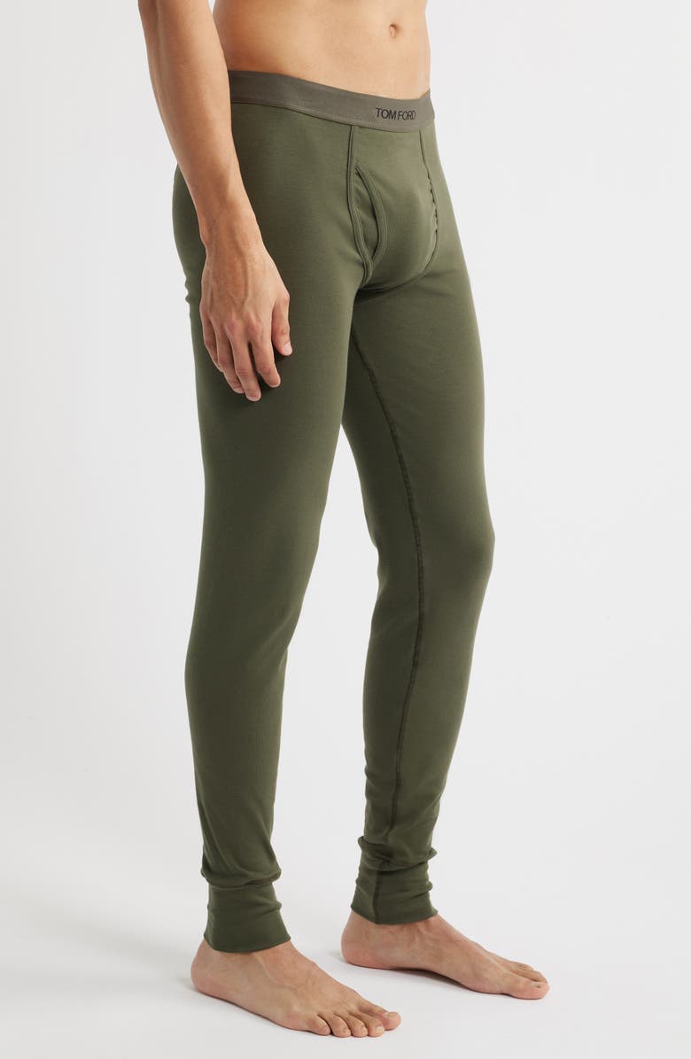TOM FORD Stretch Cotton Long Johns, Alternate, color, Military Green