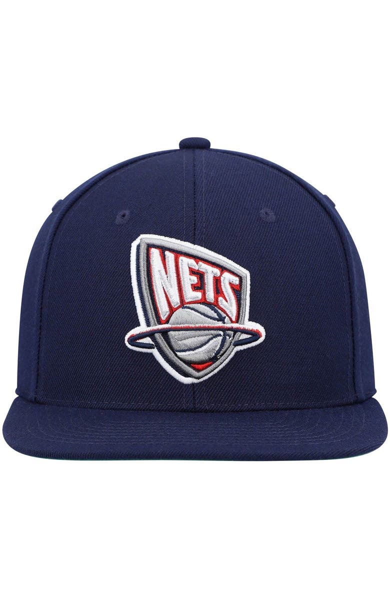 Mitchell & Ness Men's Mitchell & Ness Navy New Jersey Nets Hardwood Classics Team Ground 2.0 Snapback Hat, Alternate, color,