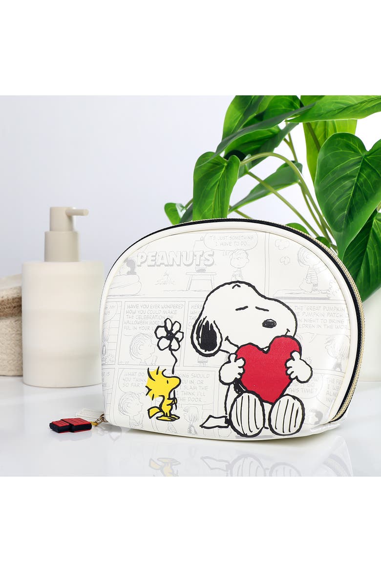Snoopy Cosmetic Bag Set, Zip Pouch, Comic Print, Alternate, color, White, Multi