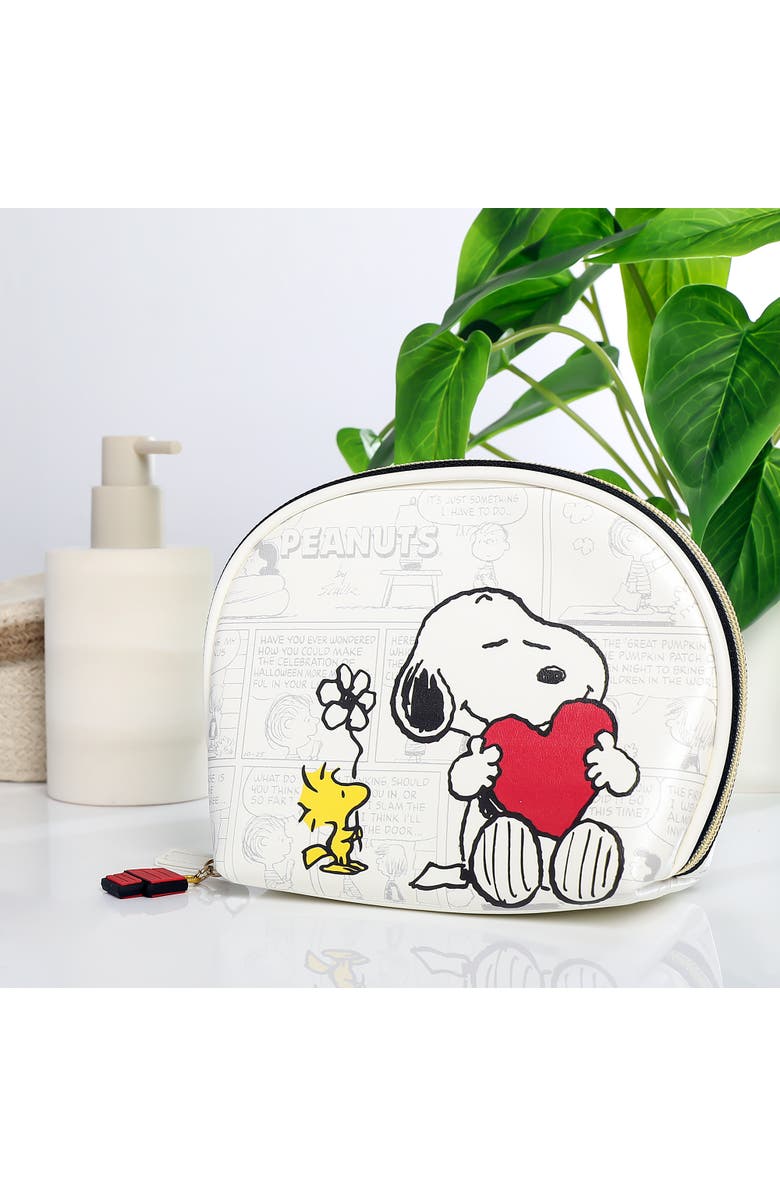 PEANUTS Snoopy Cosmetic Bag Set, Zip Pouch, Comic Print, Alternate, color, White, Multi