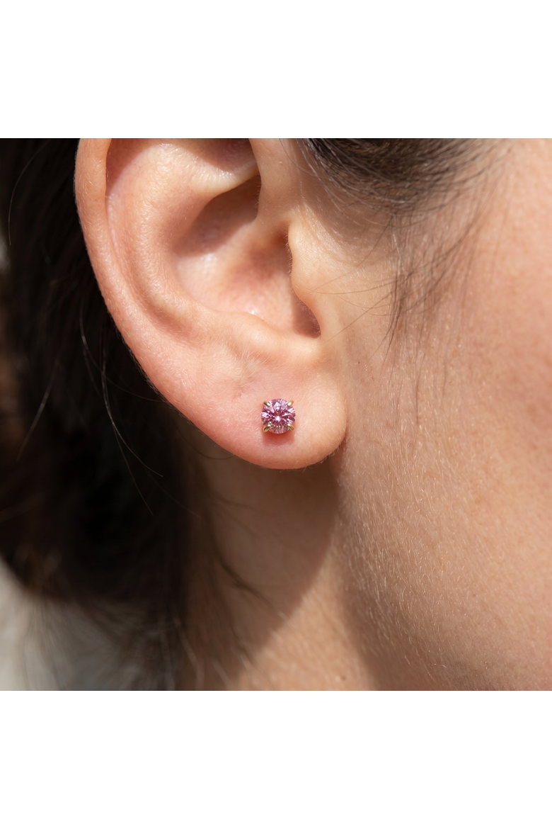 1/2Ct Pink Lab Grown Diamond Screw Back Studs, Alternate, color, 14k Yellow Gold
