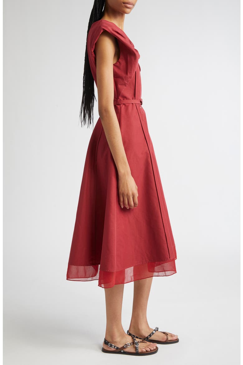 Bow Belted Midi Dress, Alternate, color, CRIMSON