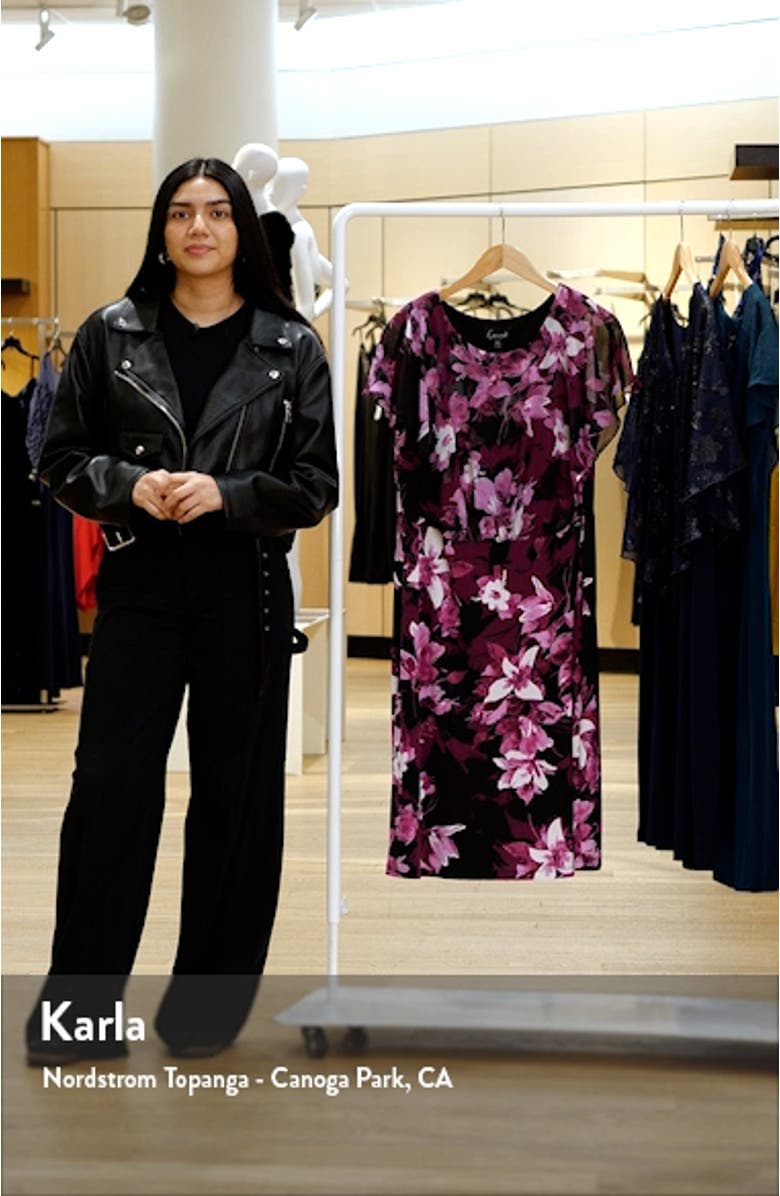 Floral Chiffon Sleeve Sheath Dress, sales video thumbnail