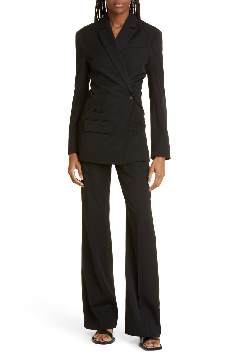Tibau Cross Button Virgin Wool Jacket, Alternate, color, 990 BLACK