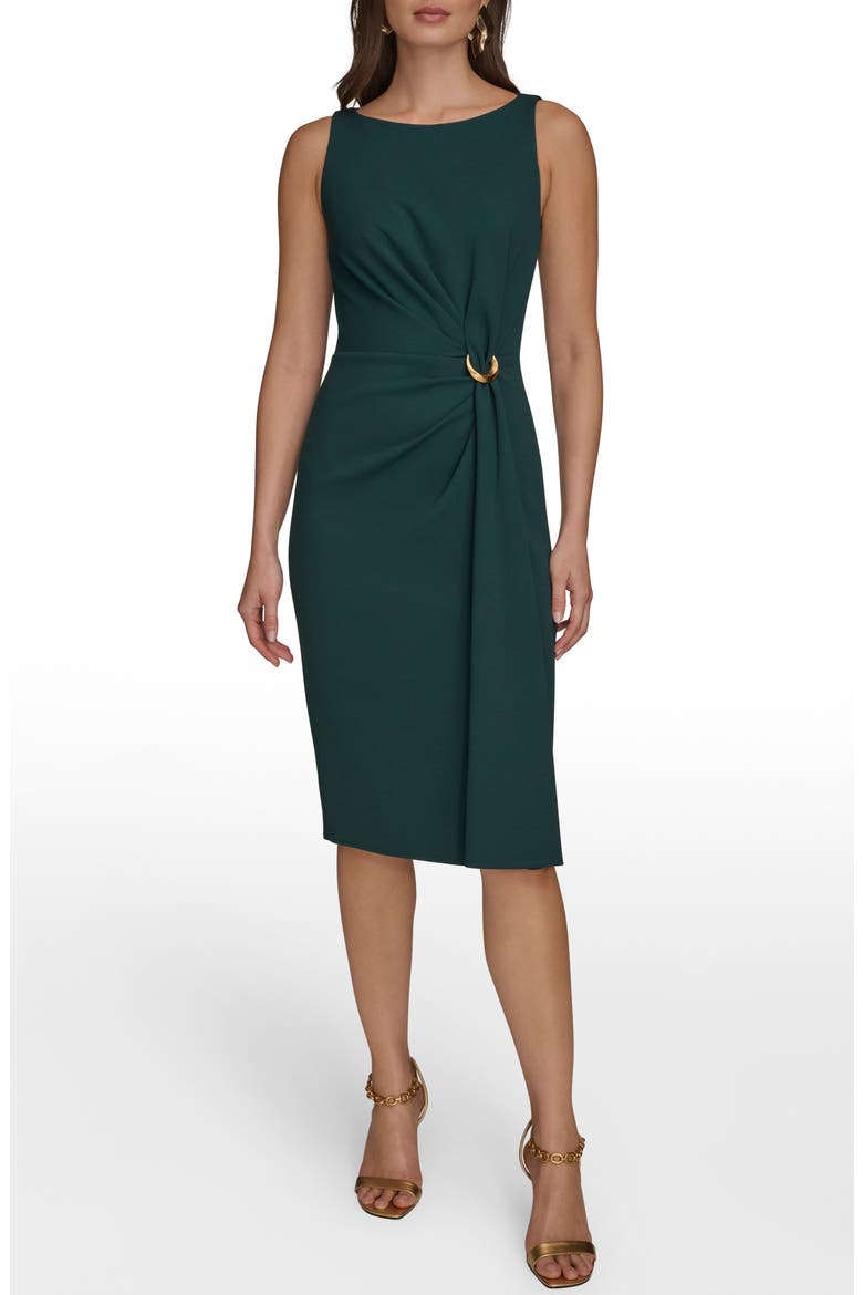 Ruched Crepe Sheath Dress, Main, color, HUDSON