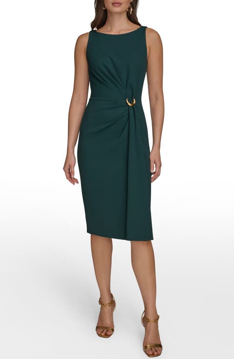 Ruched Crepe Sheath Dress