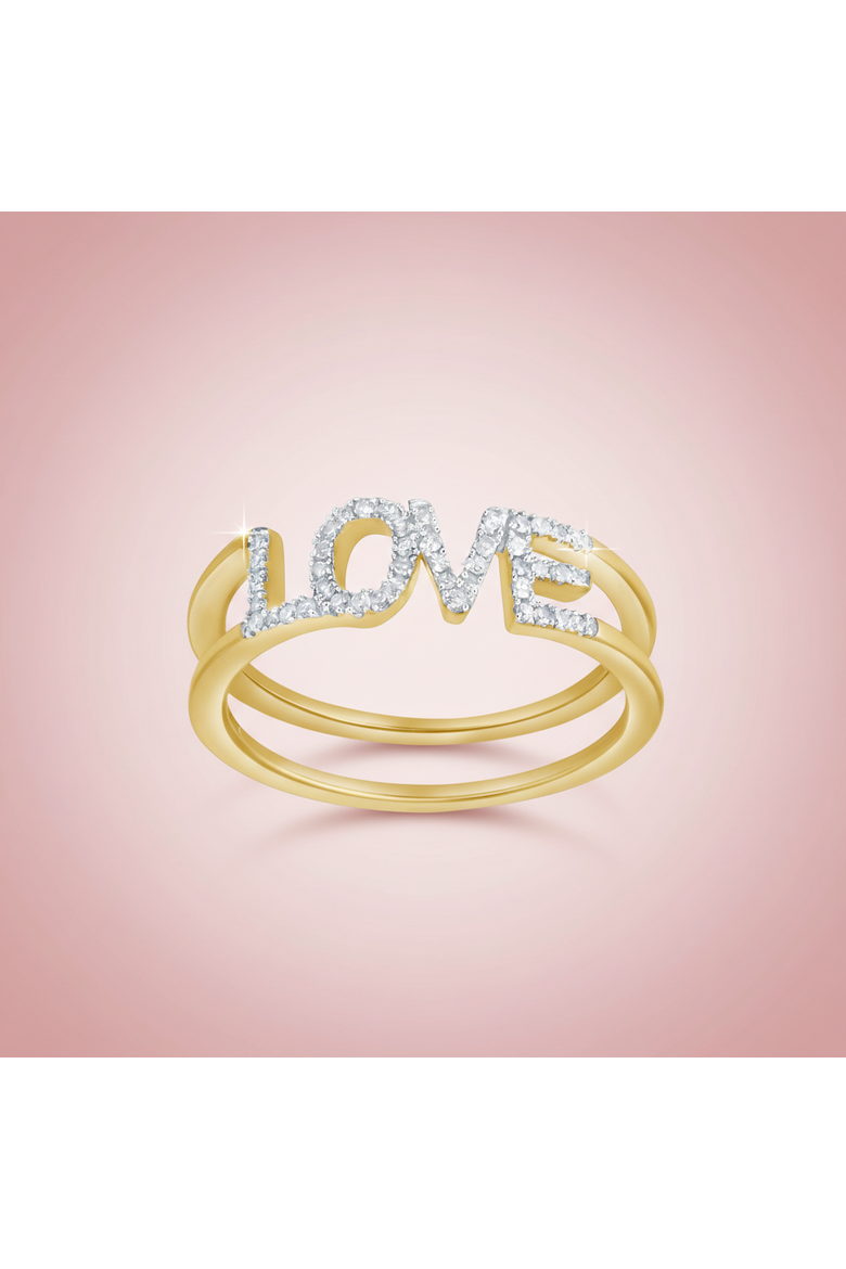 Amorra 0.15 Cts Natural Diamond LOVE 14K Gold Ring, Alternate, color, 14K Yellow Gold