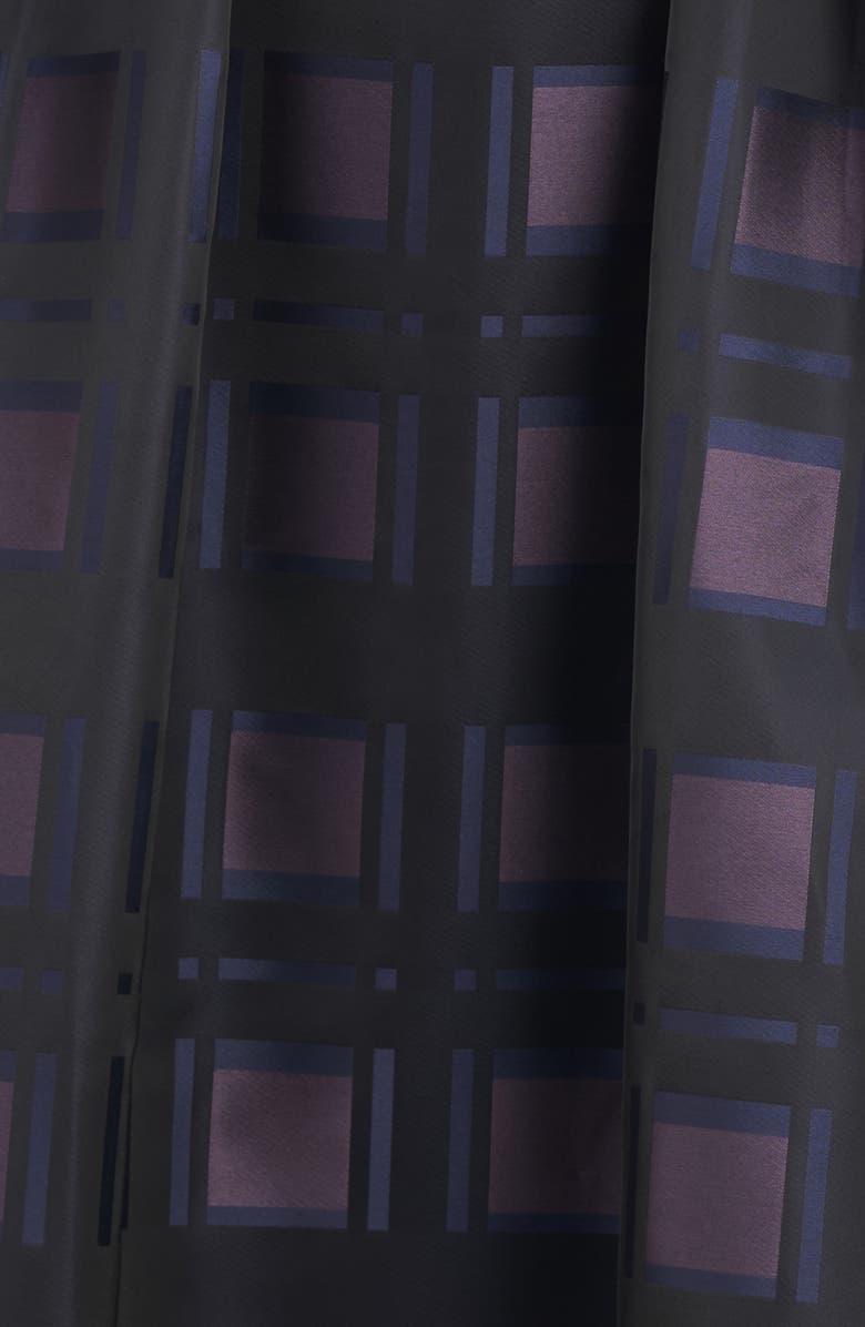 Kay Unger Isla Plaid Pleated Belted Cocktail Dress, Alternate, color, Black/ Night Blue