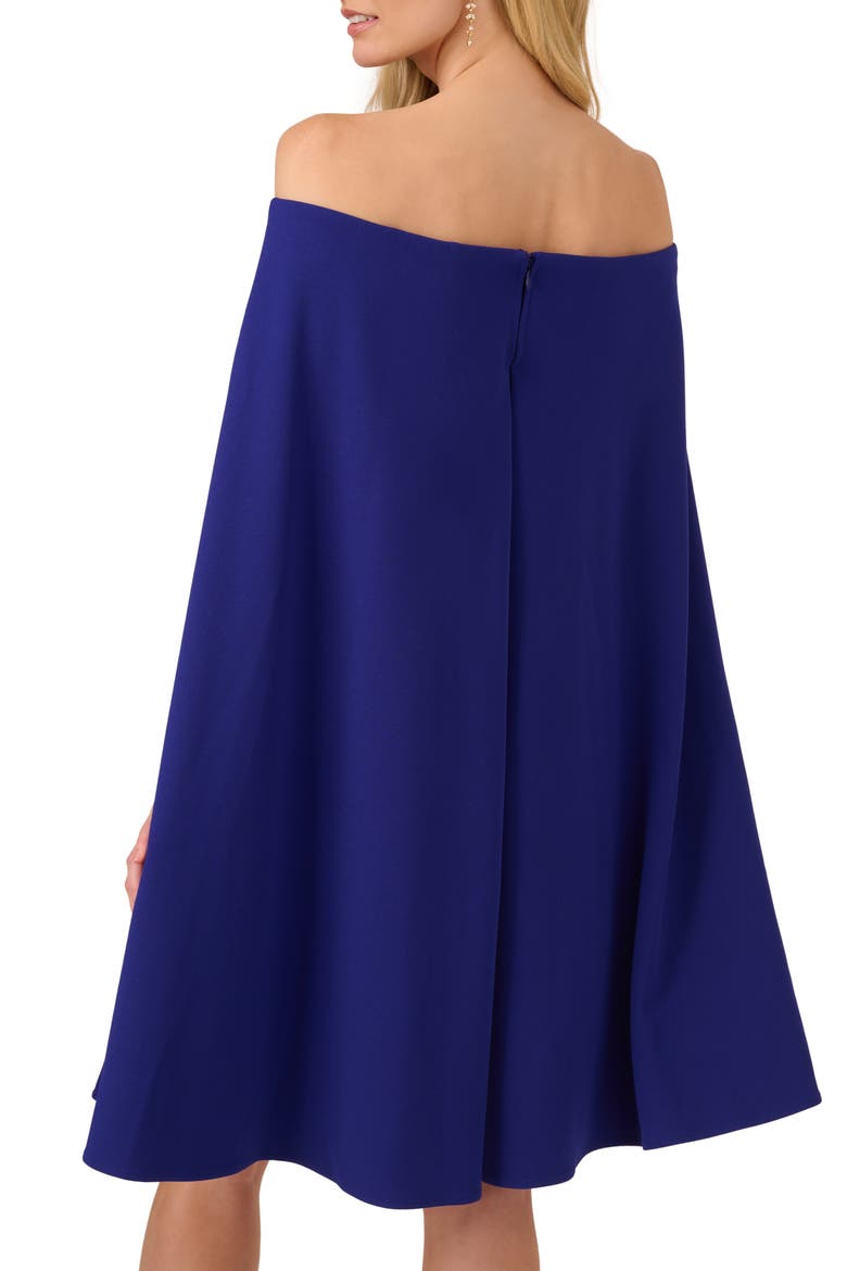 Off the Shoulder Long Sleeve Capelet Cocktail Dress, Alternate, color, DARK BLUE VIOLET