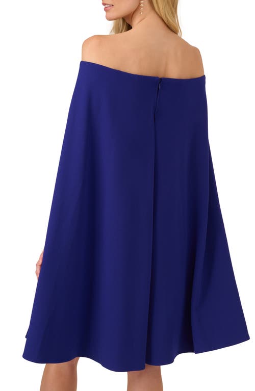 ADRIANNA PAPELL ADRIANNA PAPELL OFF THE SHOULDER LONG SLEEVE CAPELET COCKTAIL DRESS