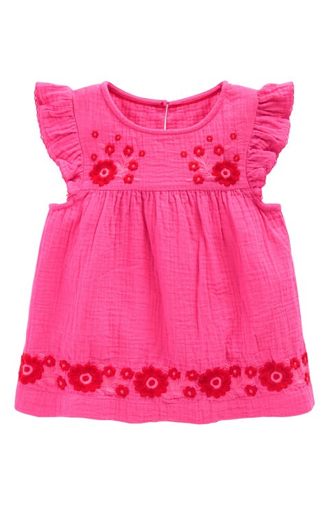 Kids' Embroidered Ruffle Cotton Gauze Top (Toddler, Little Kid & Big Kid)