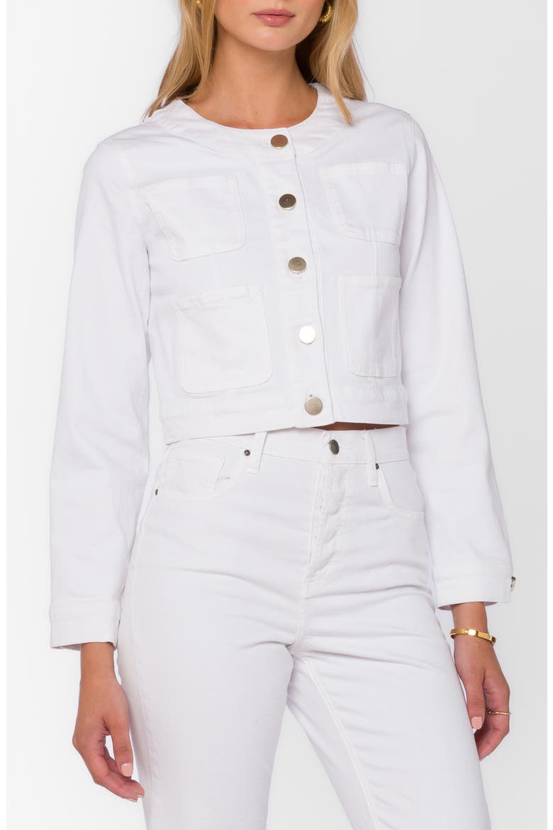 Martini Crop Denim Jacket, Main, color, OPTIC WHITE