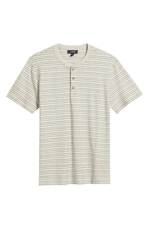 Pinstripe Cotton & Linen Henley