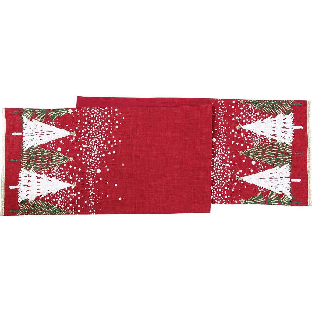 C & F Home C&f Home Snowy Trees Table Runner 13.5" X 72" In Red