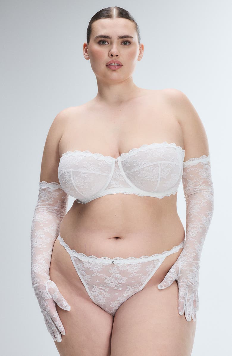 SAVAGE X FENTY At First Sight Long Lace Gloves, Alternate, color, Hazy White