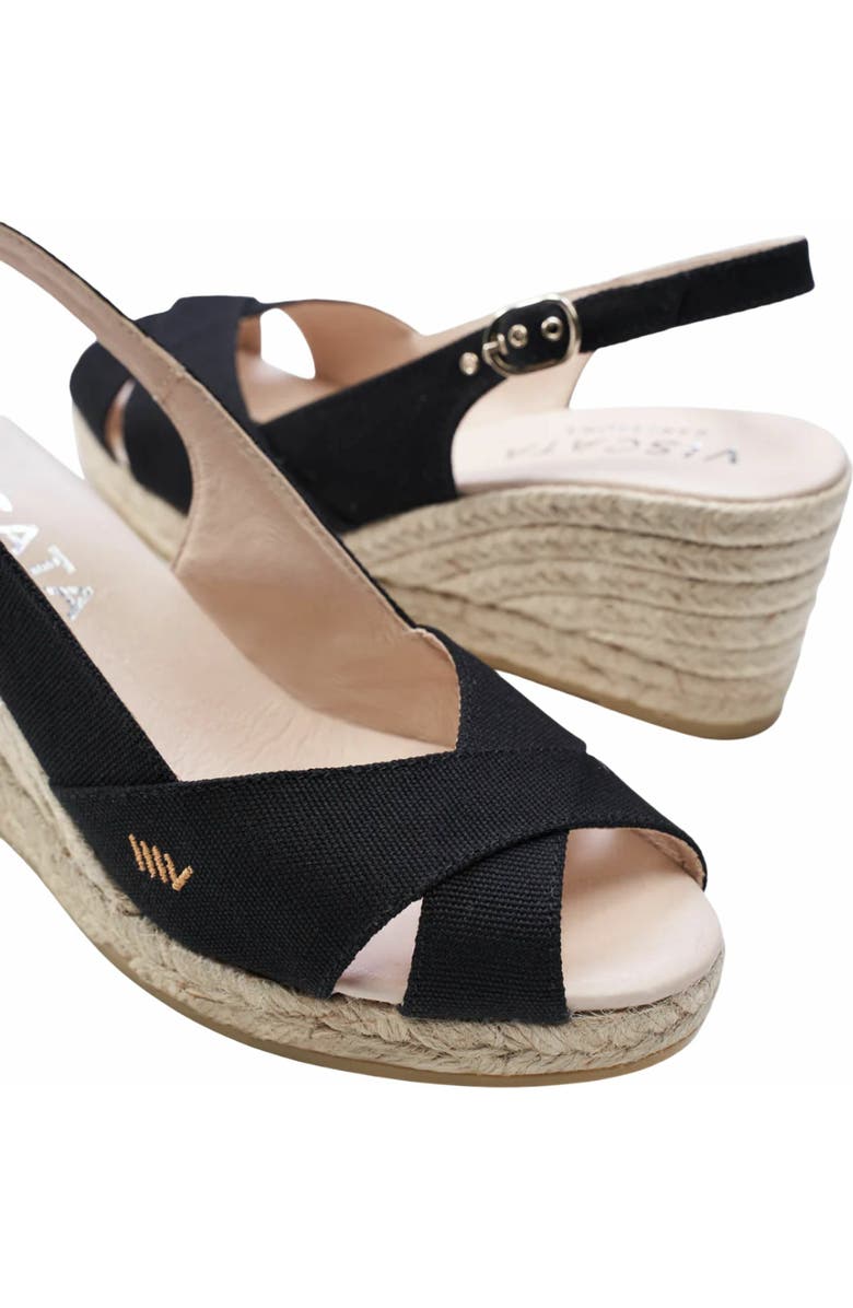 VISCATA Llansa Premium Fabrics Canvas Espadrille Sandal Wedges, Alternate, color, Black