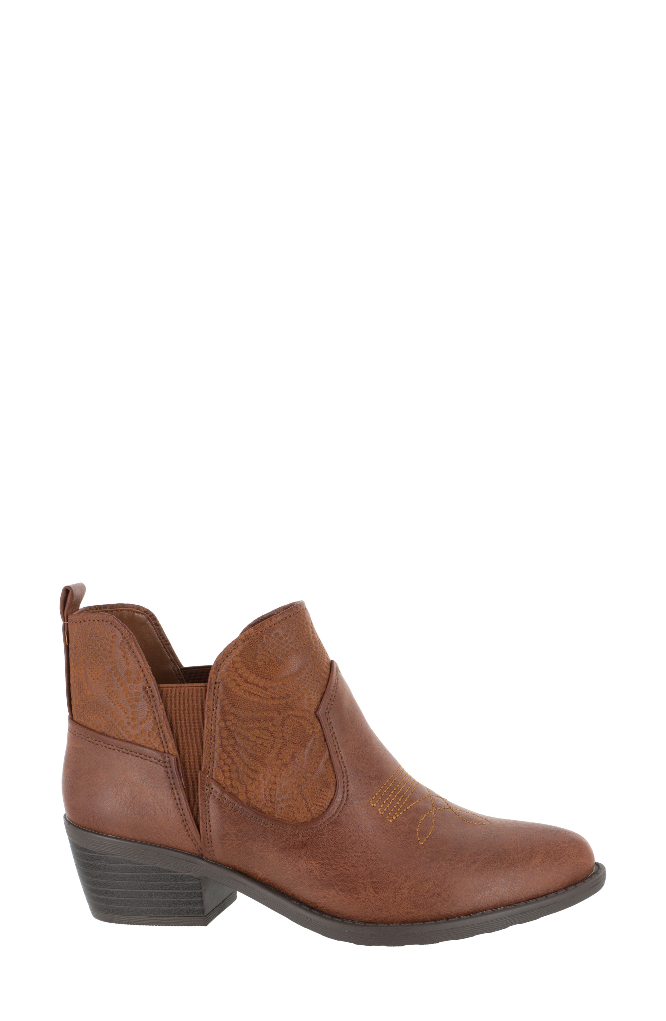 EASY STREET Legend Western Bootie - Multiple Widths Available, Alternate, color, Tan/Tan Embossed
