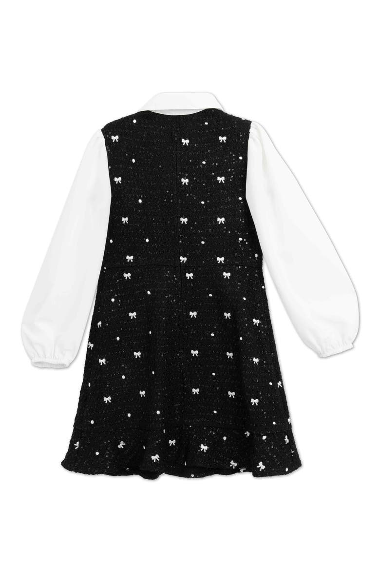Kids' Sequin Embroidered Jumper Dress, Alternate, color, BLACK/ IVORY JM