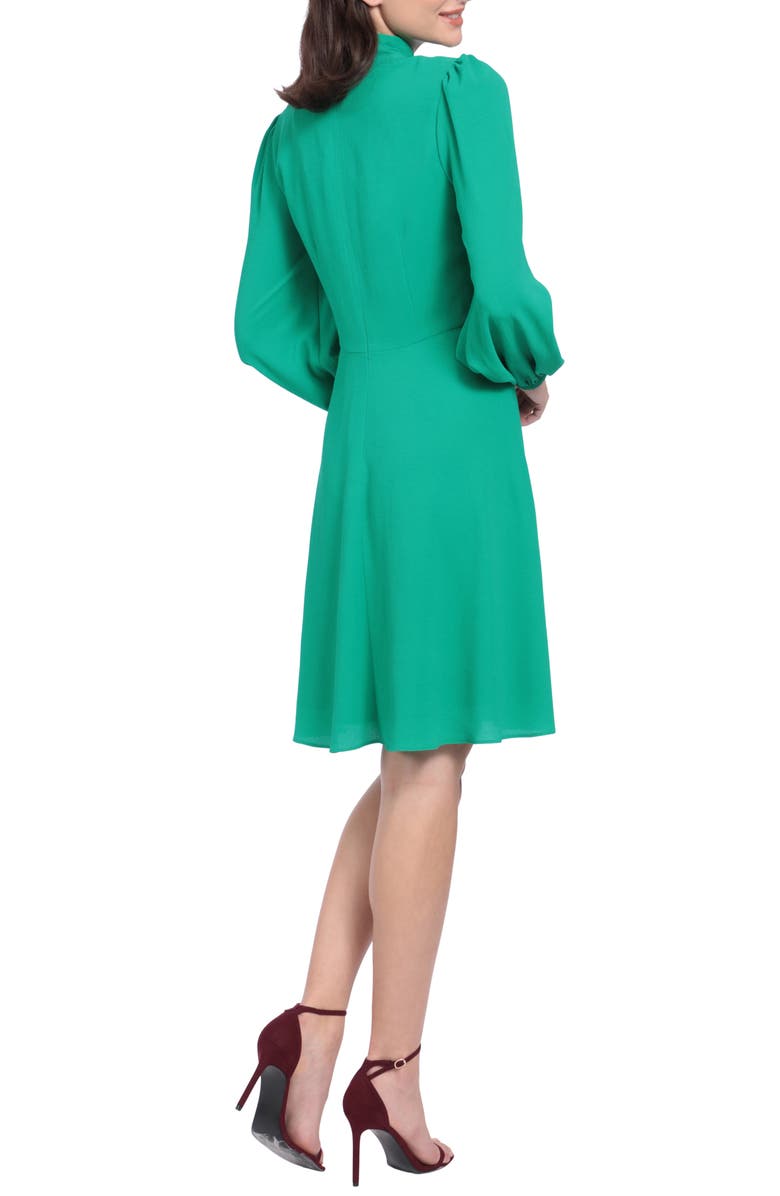Maggy London Catalina Tie Neck Long Sleeve Fit & Flare Crepe Dress, Alternate, color, 