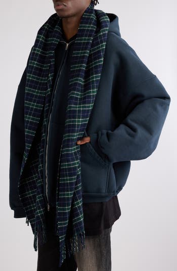 【関税&送料込み】Balenciaga Full Zip Hoodie Balenciaga Oversize Full Zip Hoodie with Scarf Detail