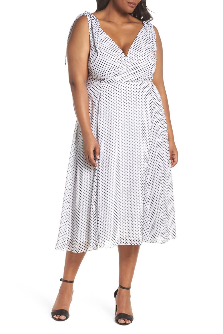 Alika Dot Fit & Flare Dress, Main, color, IVORY