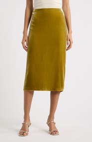 Reformation Helen Velvet Silk Blend Midi Skirt