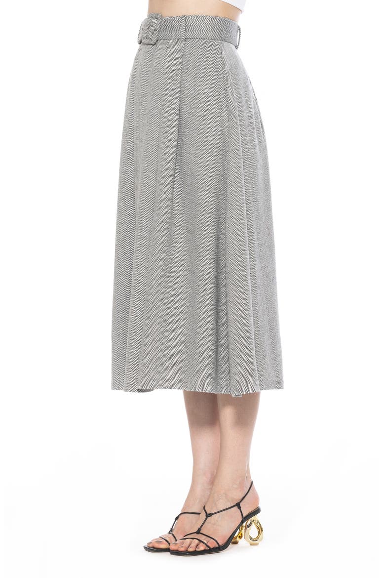 Belted A-Line Midi Skirt, Alternate, color, HERRINGBONE