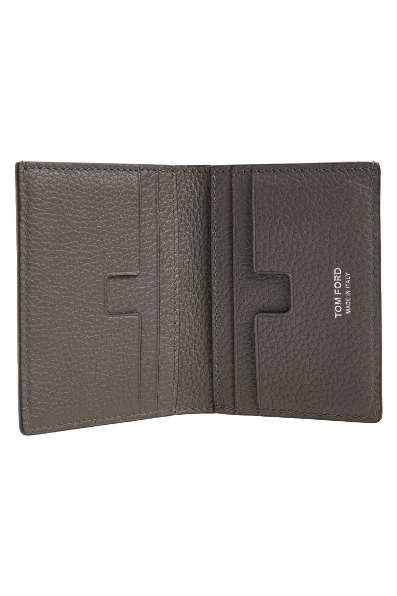 Leather Folding Card Holder, Alternate, color, SMOKE GREY