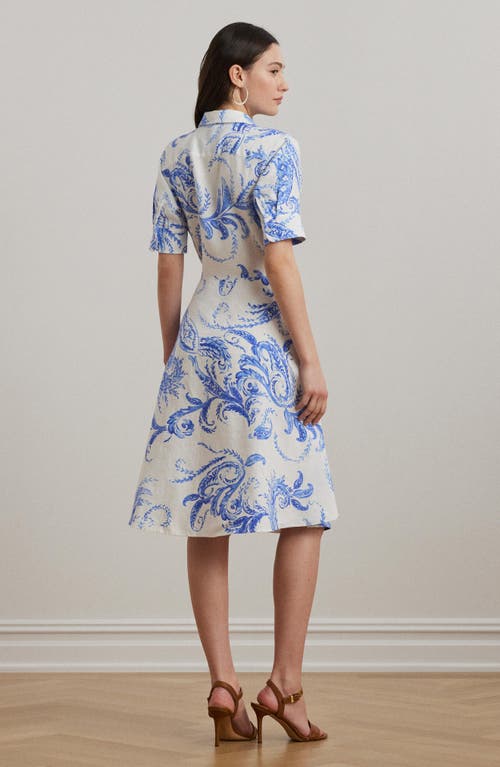 Ralph Lauren Womens Paisley Tie Front Linen Shirtdress 0ps 22w