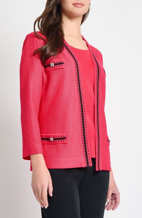 Ming Wang Heritage Fit Contrast Trim Knit Jacket