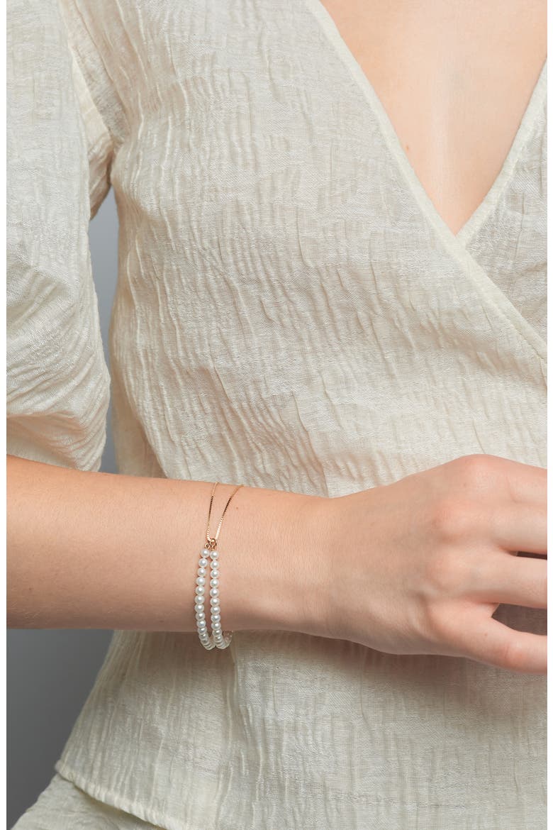 Double Box Chain Pearl Bracelet, Alternate, color, YELLOW GOLD
