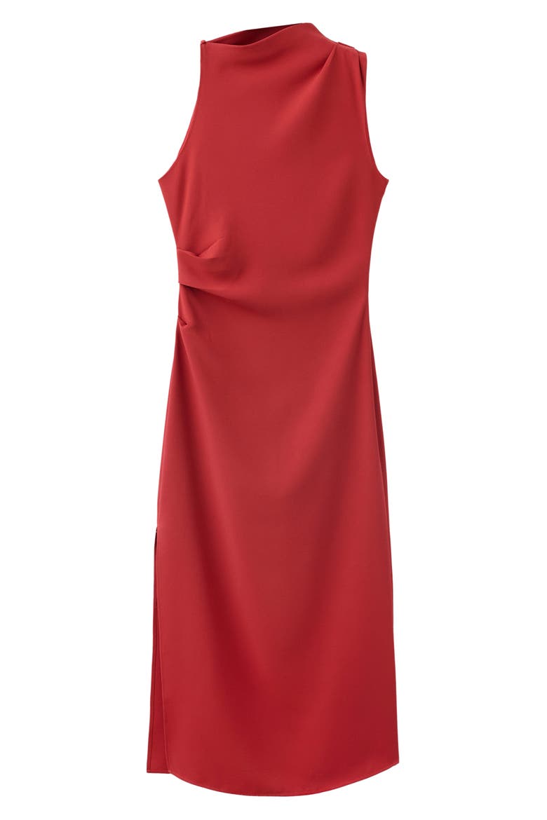 Mock Neck Drape Sleeveless Dress, Alternate, color, RED