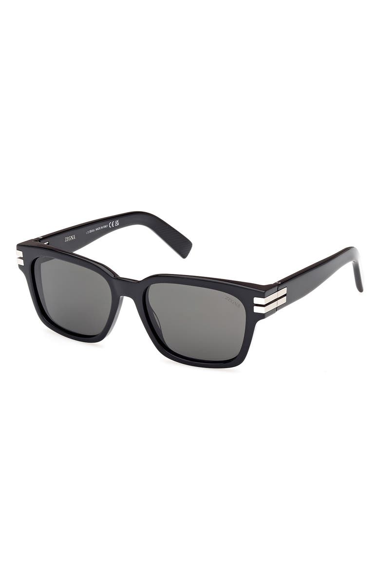 ZEGNA 55mm Polarized Rectangular Sunglasses, Alternate, color,