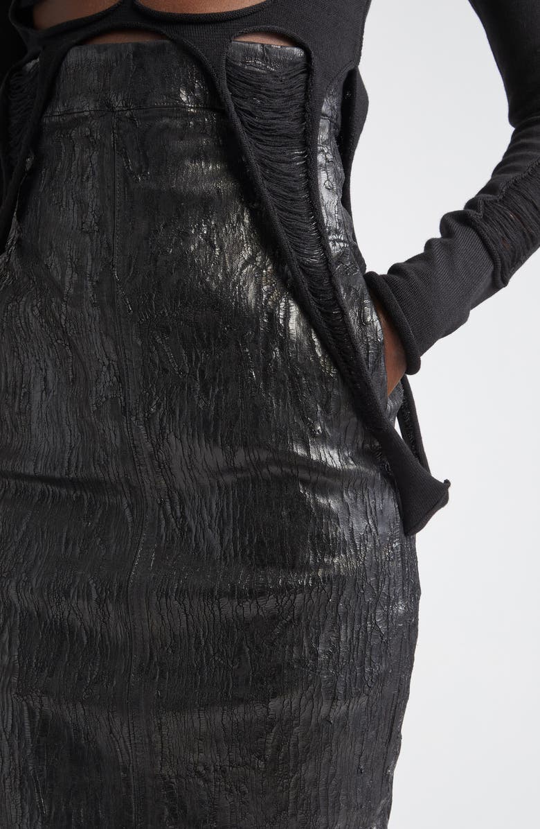 Rick Owens Gonna in Lido Coated Metallic Denim Skirt, Alternate, color, 