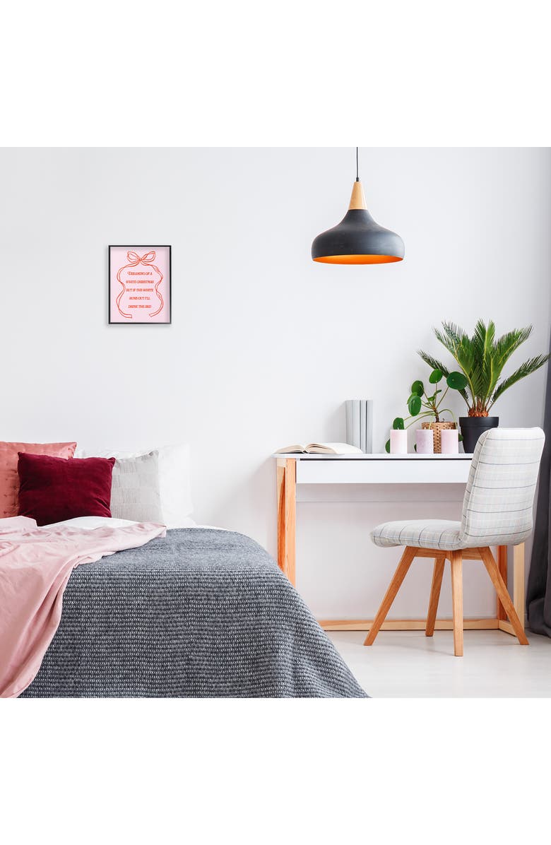 Stupell Industries Dreaming Of A White Christmas Framed Wall Art, Alternate, color, Pink