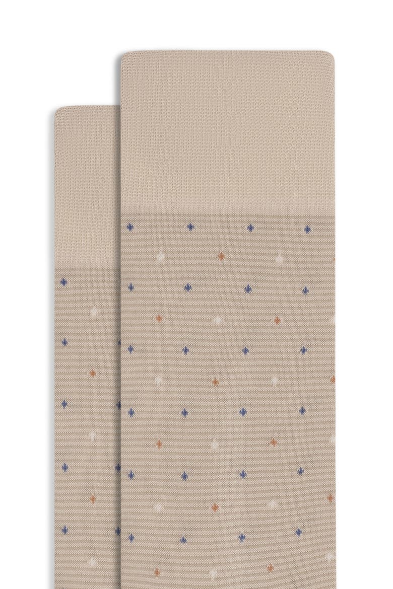 Stripe Dot Cotton Blend Dress Socks, Alternate, color, ALMOND