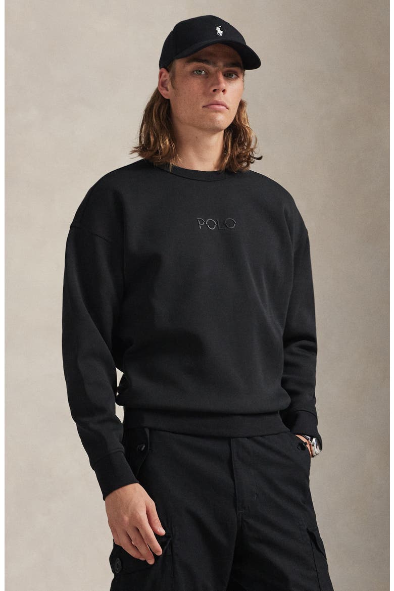 Double Knit Logo Sweatshirt, Alternate, color, POLO BLACK