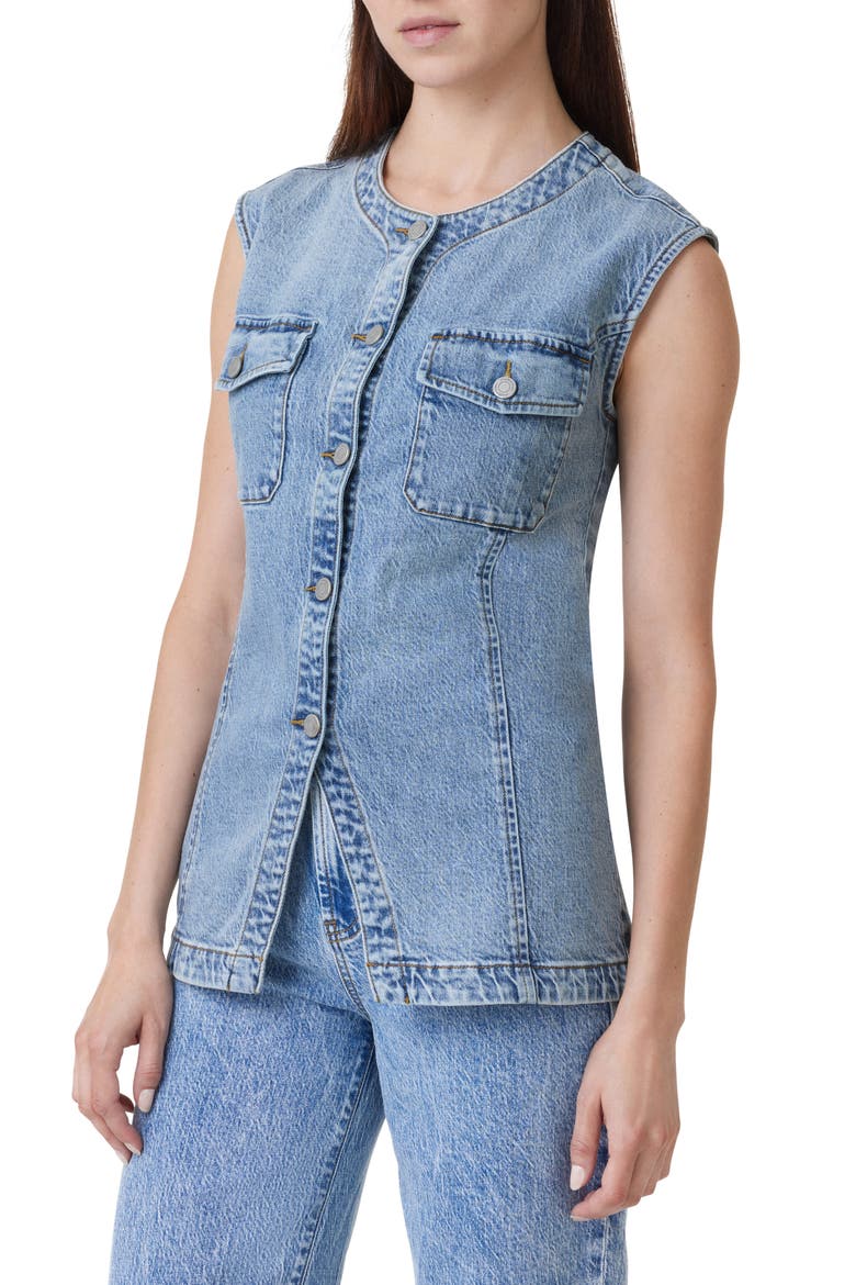 Longline Denim Vest, Alternate, color, PACIFIC