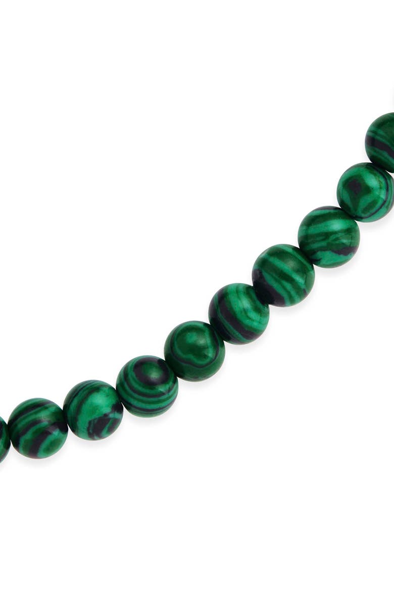 Sterling Forever Malachite Beaded Stretch Bracelet, Alternate, color,
