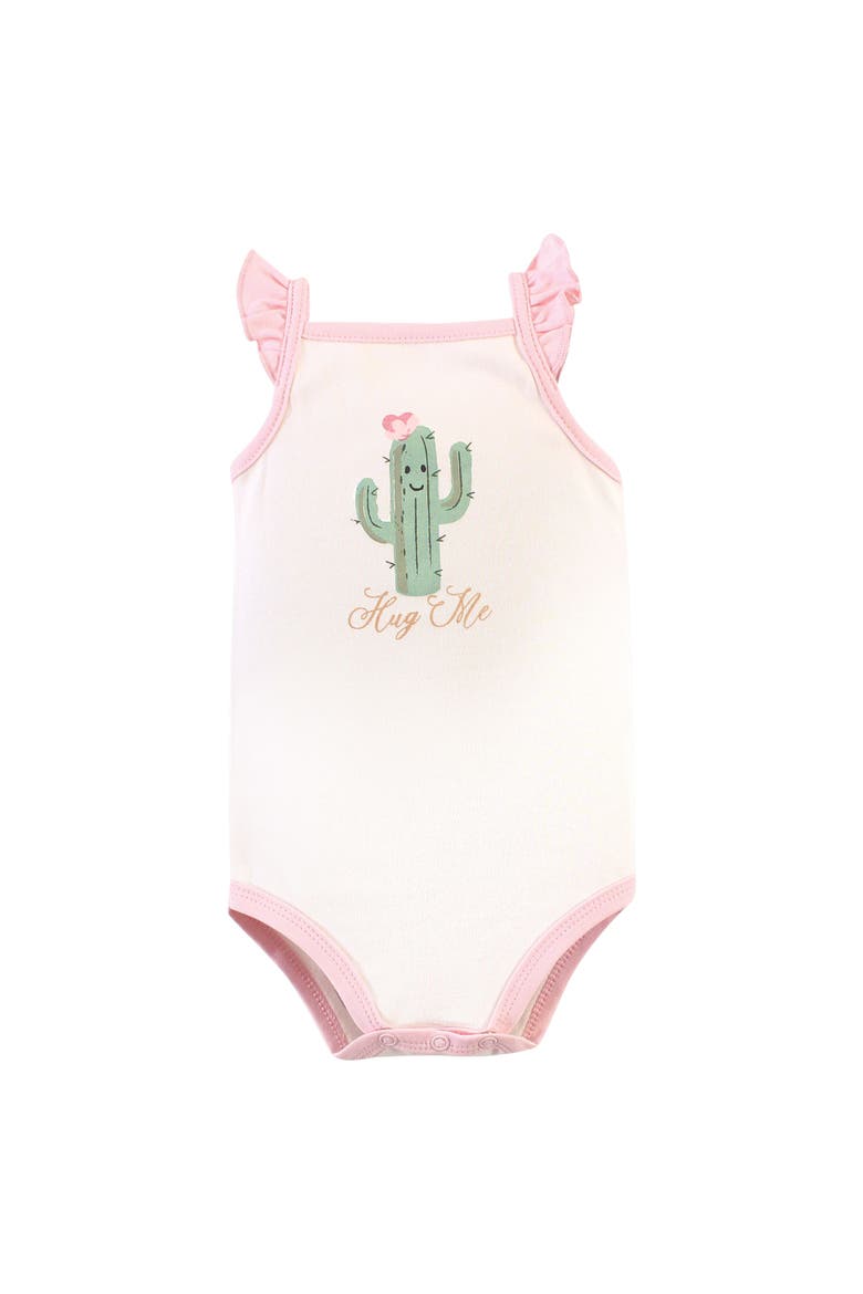 Soft Cotton Sleeveless Bodysuit, Alternate, color, Pink Cactus