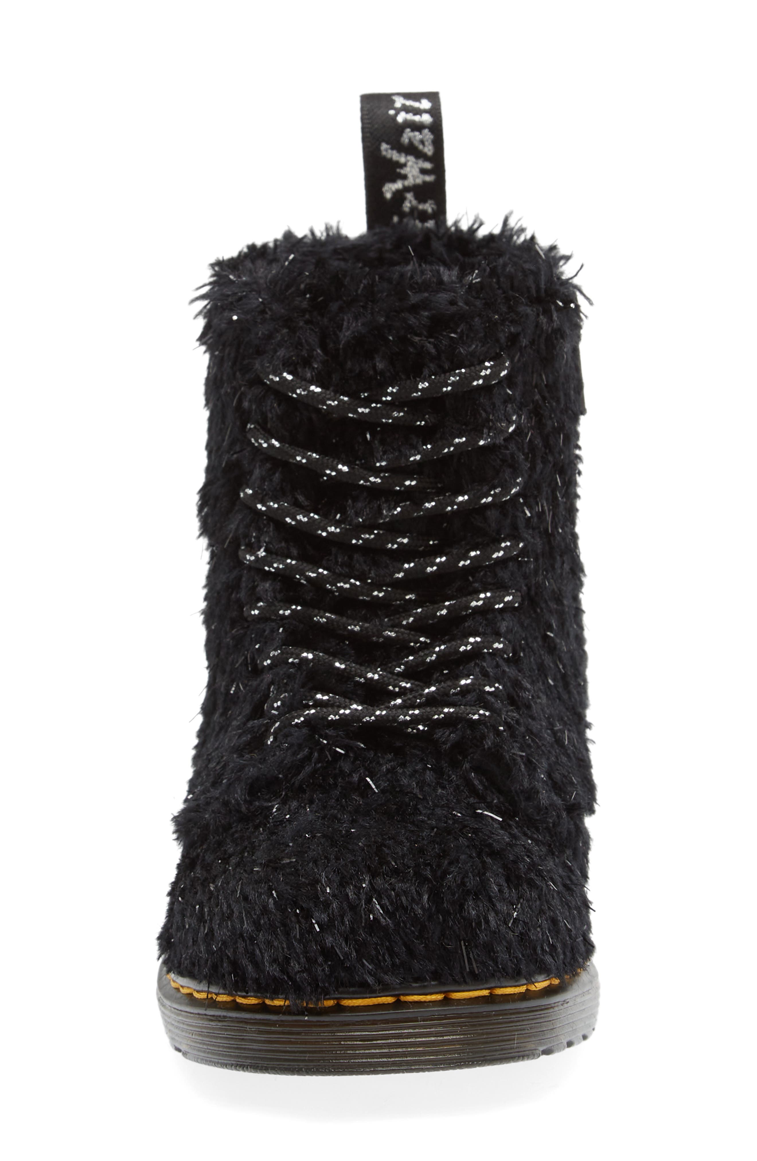 Dr. Martens Kids' 1460 Tinsel Faux Fur Boot, Alternate, color, 