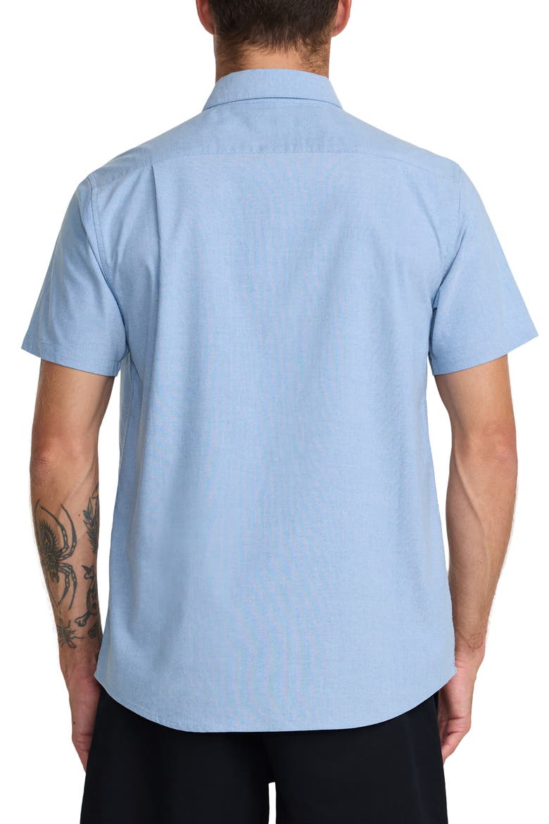 That'll Do Slim Fit Solid Short Sleeve Button-Down Shirt, Alternate, color, OXFORD BLUE NEW