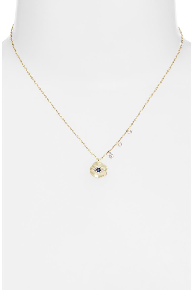 Diamond & Sapphire Evil Eye Pendant Necklace, Alternate, color, GOLD